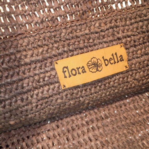 FLORA BELLA for ANTHROPOLOGIE Gray & Silver Woven Raffia Tote Bag - Picture 14 of 15